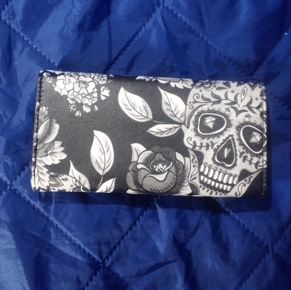 Sugar skull leather wallet